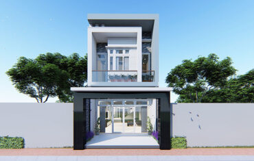 thiết kế nhà 2 tầng 5x20 có gara